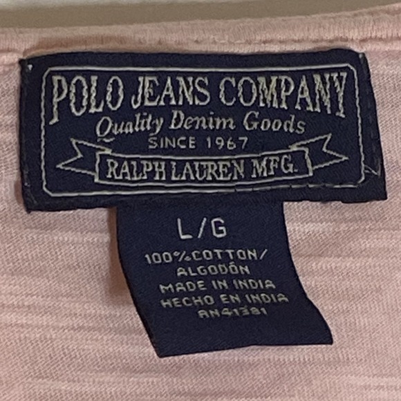Polo Jeans Company Top Womens Large Pink Ruffle Ralph Lauren V Neck Casual Nice - Picture 10 of 15